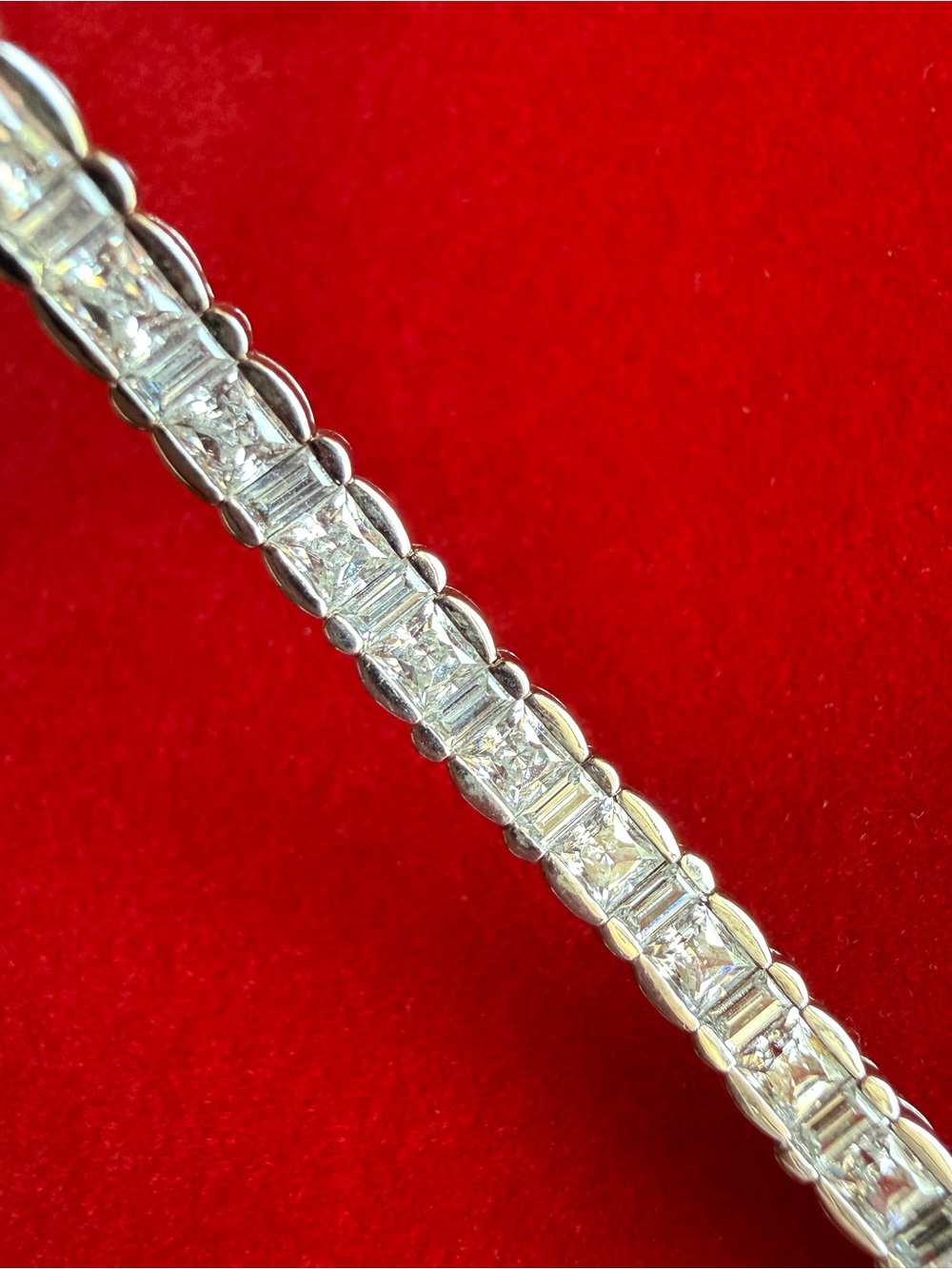 Vintage 925 MEDA Sterling Silver Princess & Baguette Cut Tennis Link Bracelet 7”